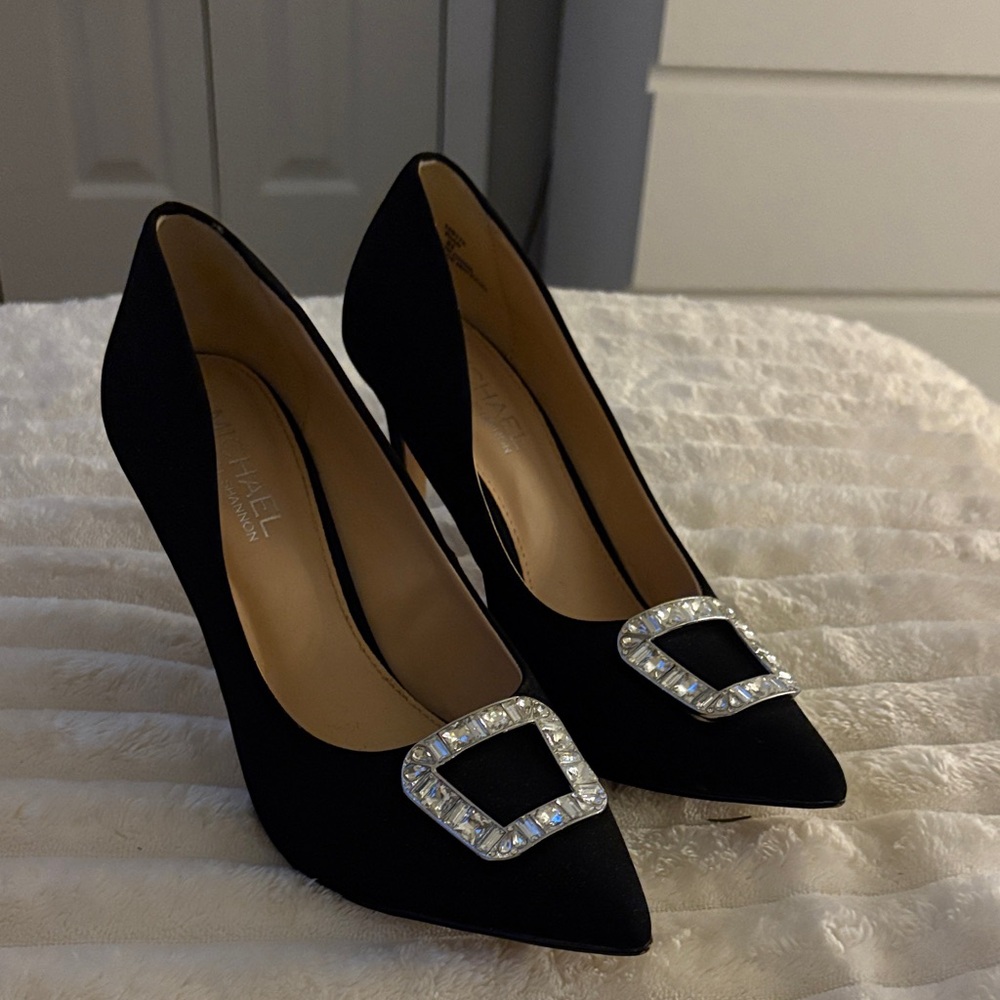 Michael Shannon Black Heels with Sparkling Buckle size 9.5 worn once